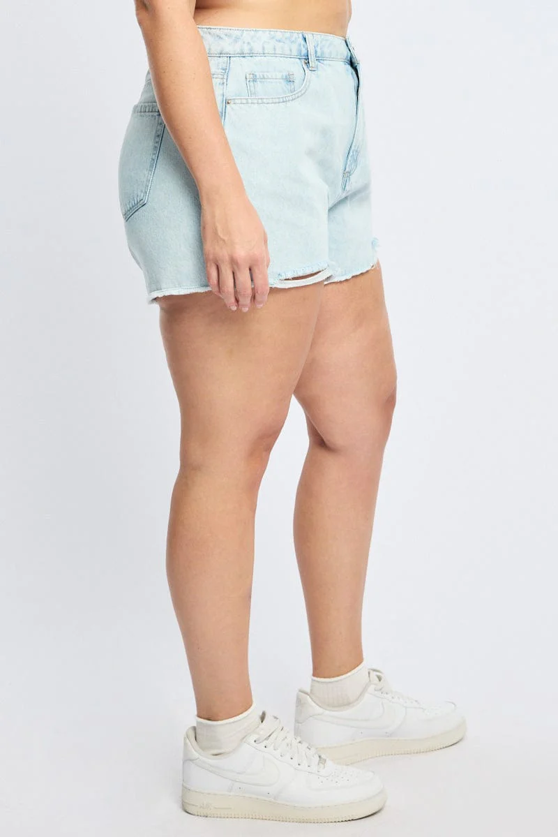 Denim Relaxed Shorts High Rise - Image 3