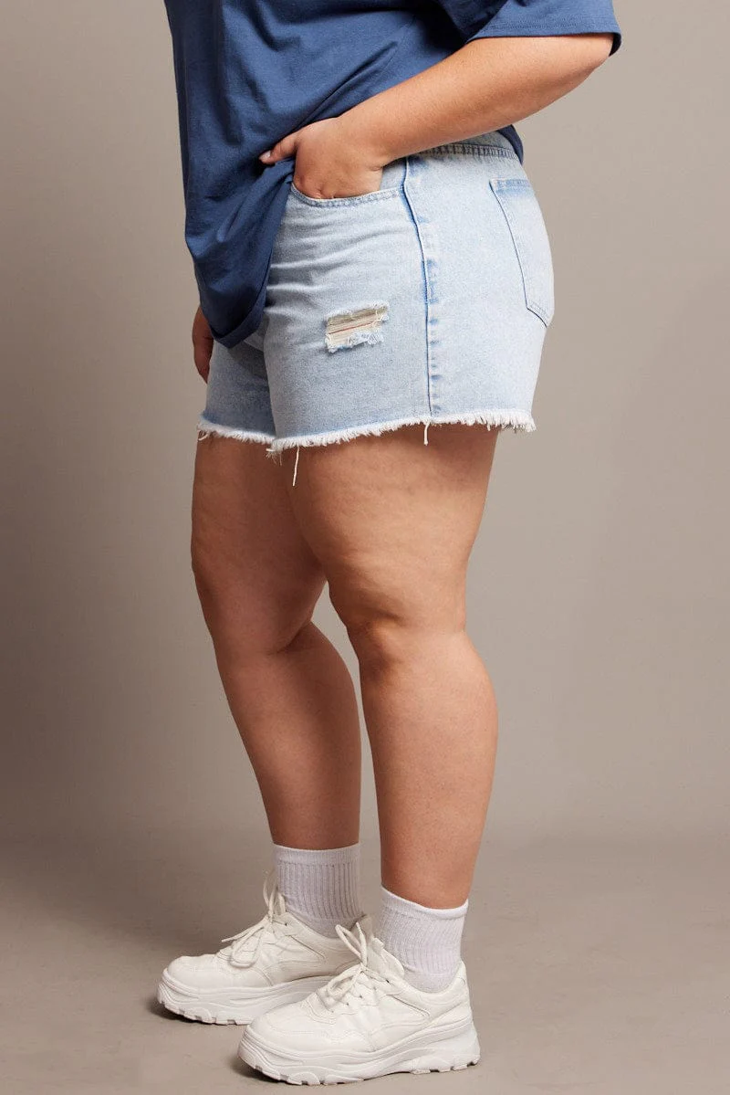 Denim Relaxed Shorts High Rise - Image 4