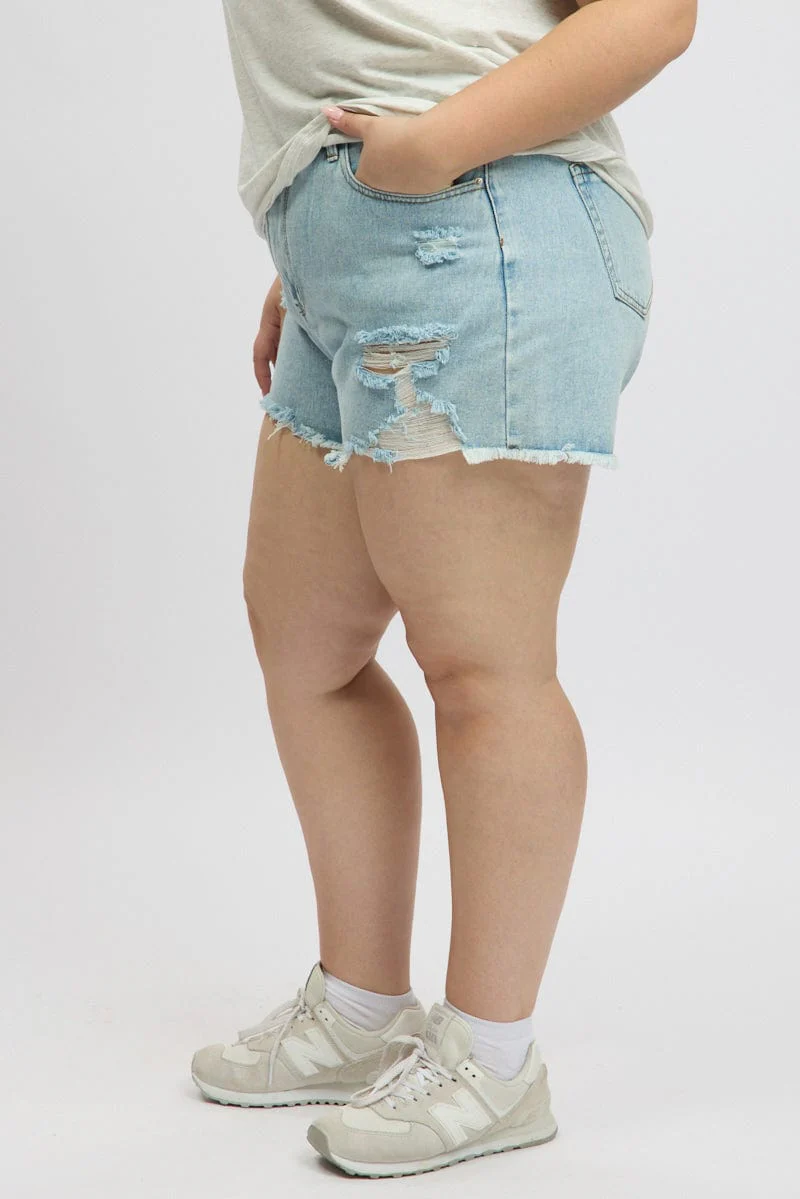Denim Relaxed Shorts High Rise - Image 4