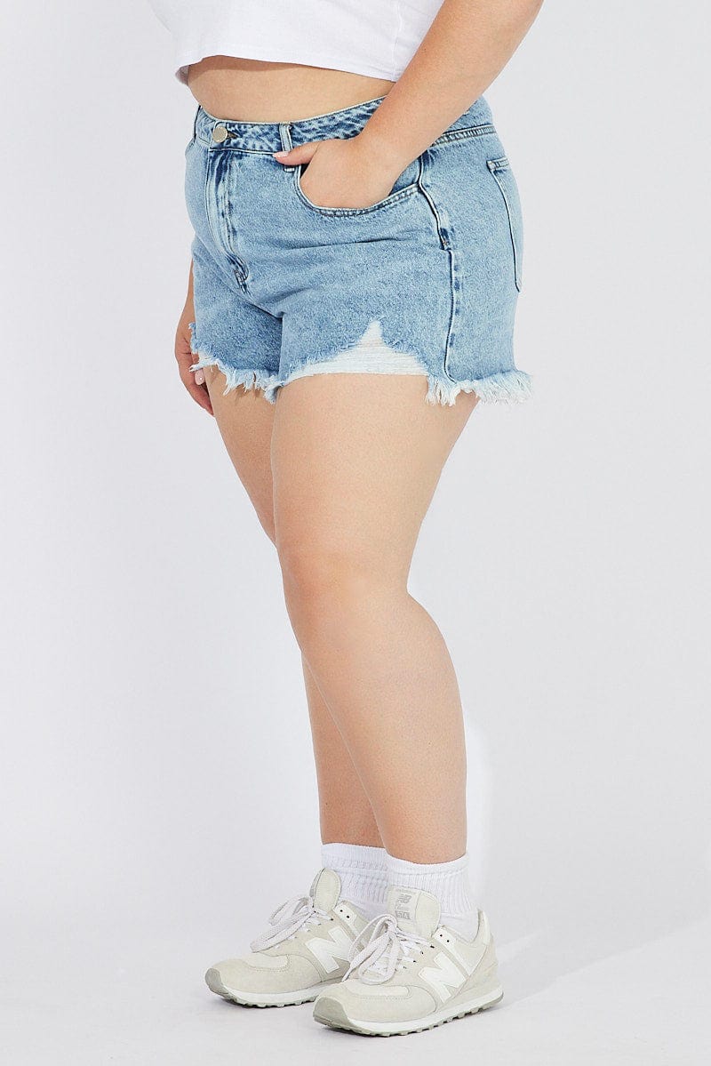 Denim Relaxed Shorts High Rise - Image 4