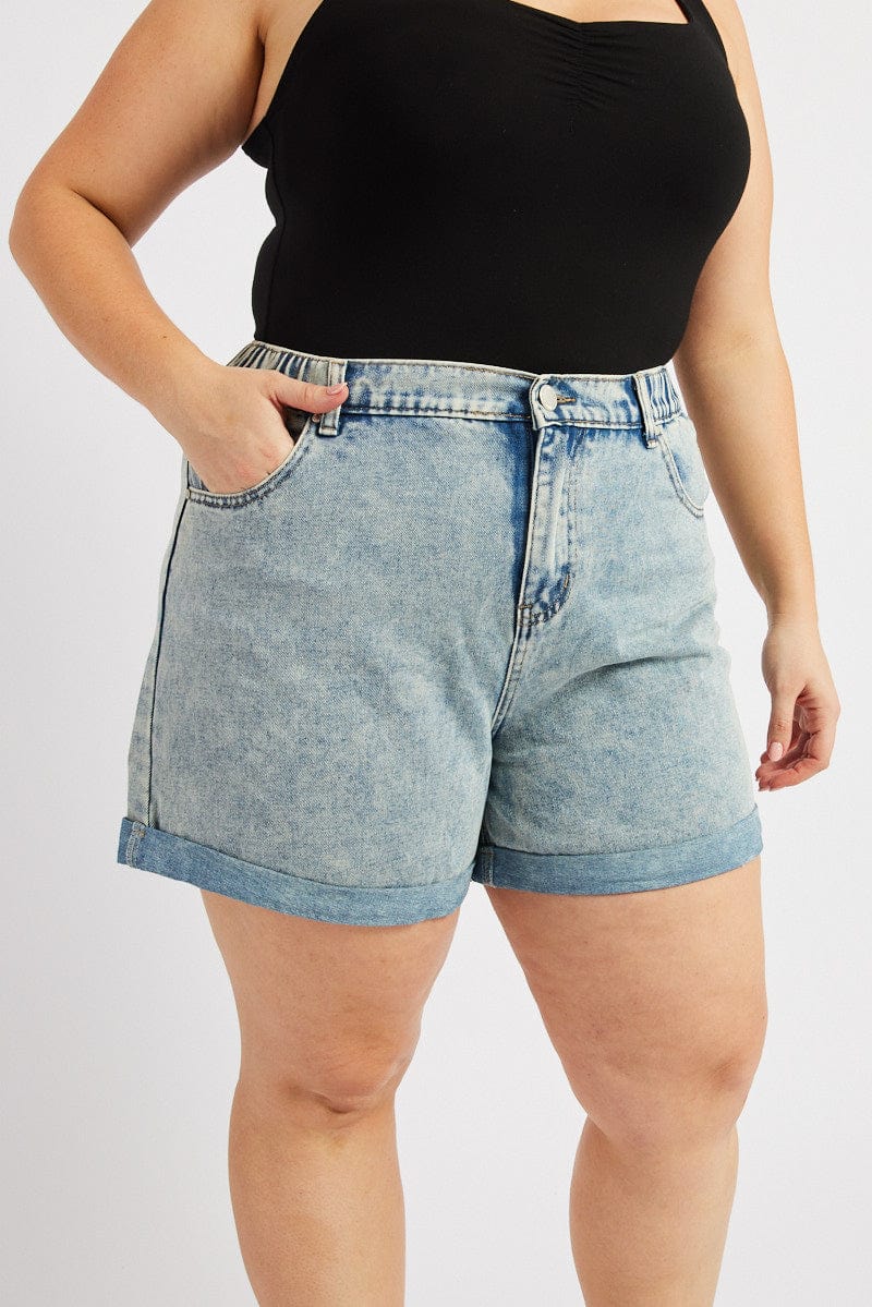 Denim Relaxed Shorts High Rise - Image 2