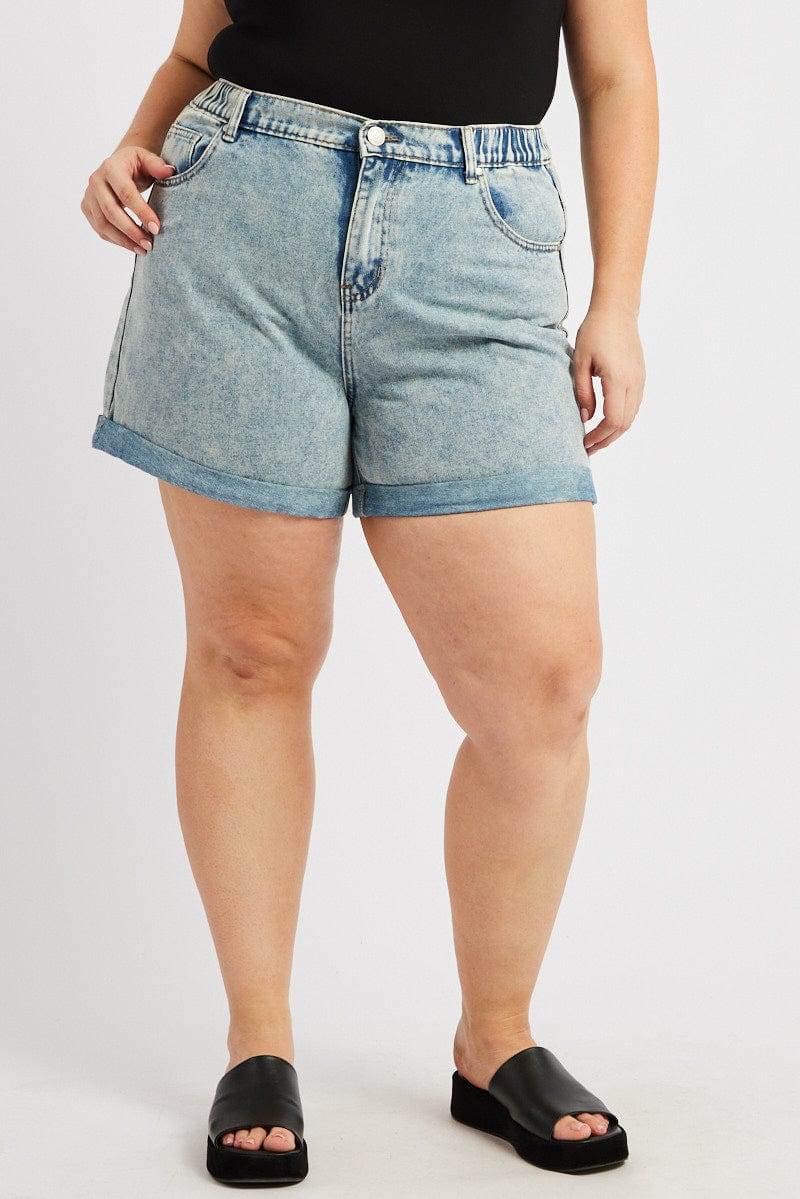 Denim Relaxed Shorts High Rise - Image 3
