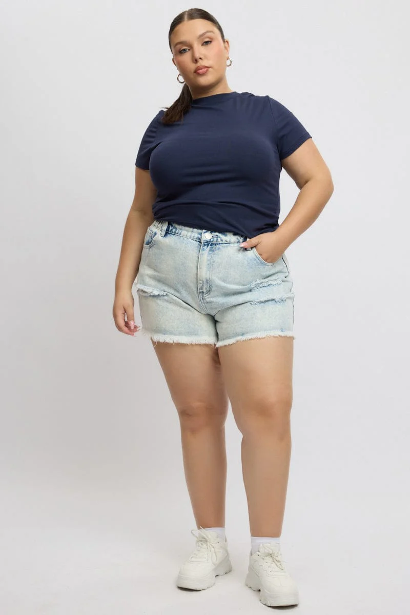 Denim Relaxed Shorts High Rise - Image 2