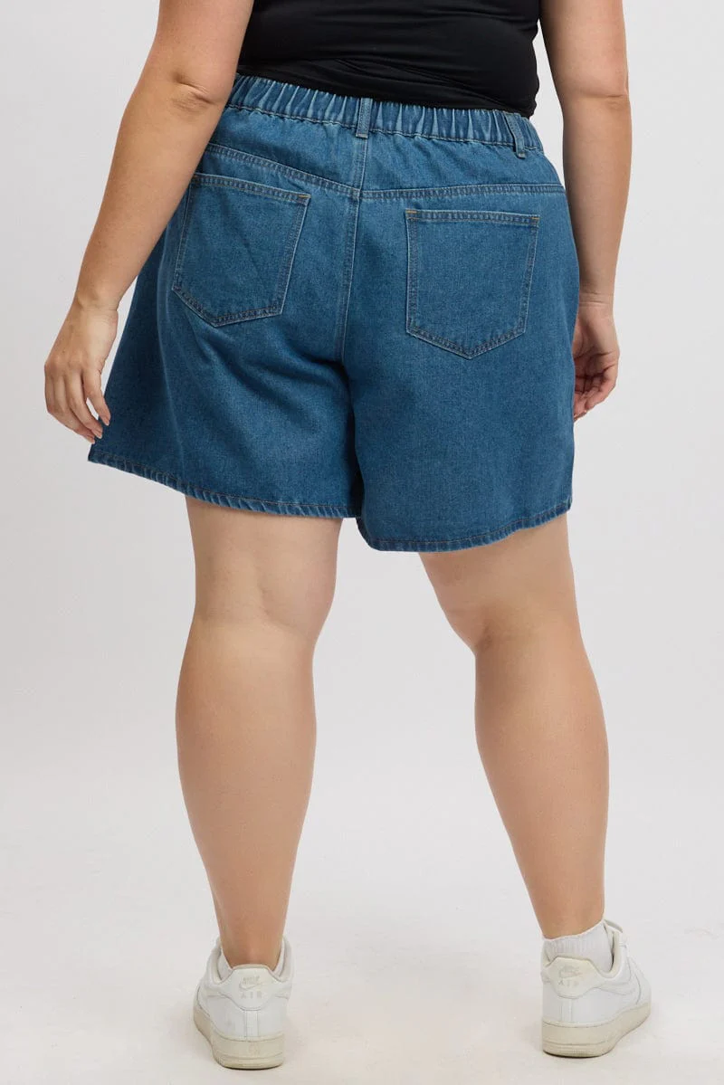 Denim Relaxed Shorts High Rise - Image 5