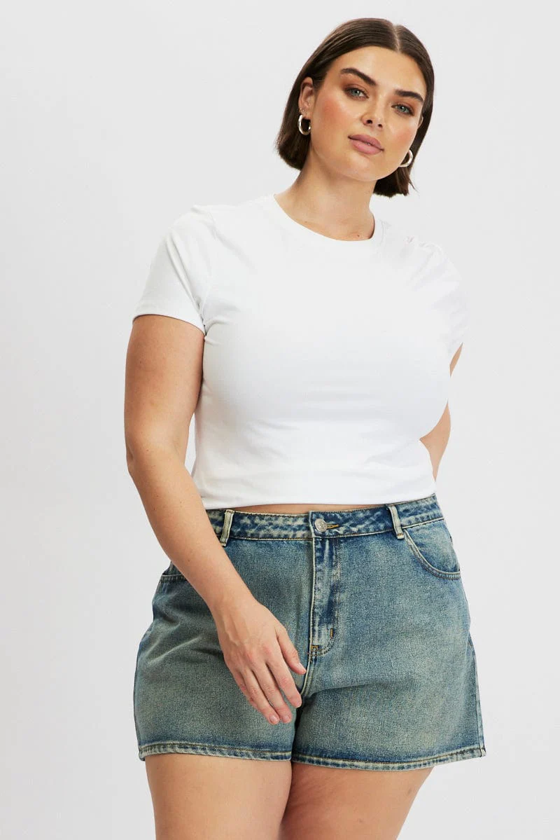 Denim Relaxed Shorts High Rise - Image 3