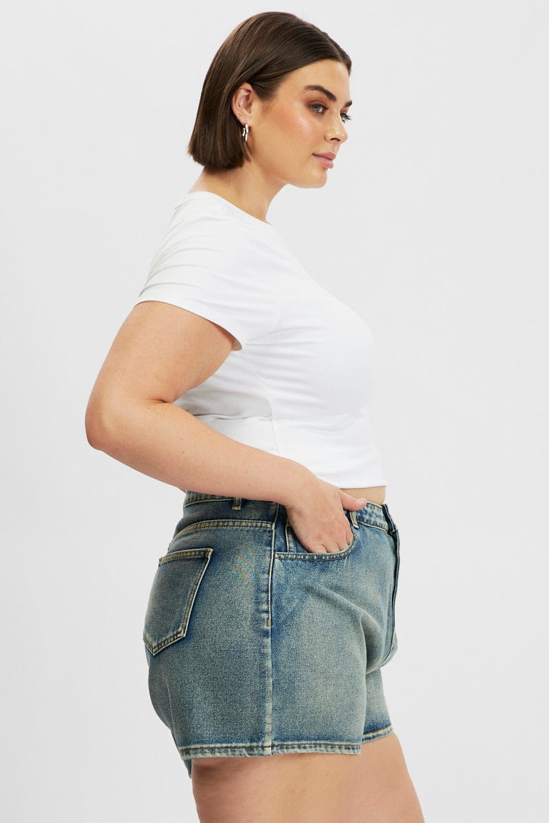 Denim Relaxed Shorts High Rise - Image 4