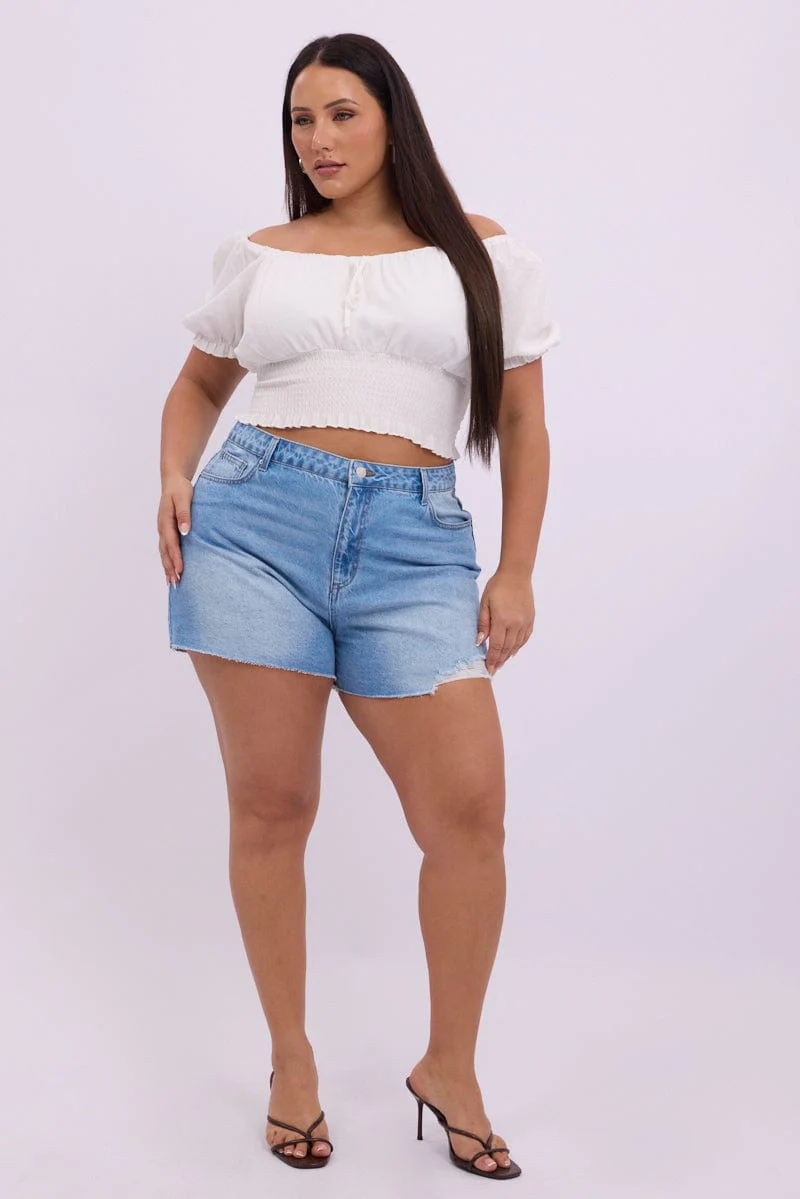 Denim Relaxed Shorts High Rise - Image 3