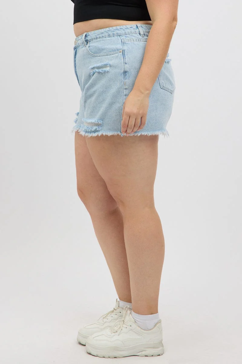 Denim Relaxed Shorts High Rise - Image 4