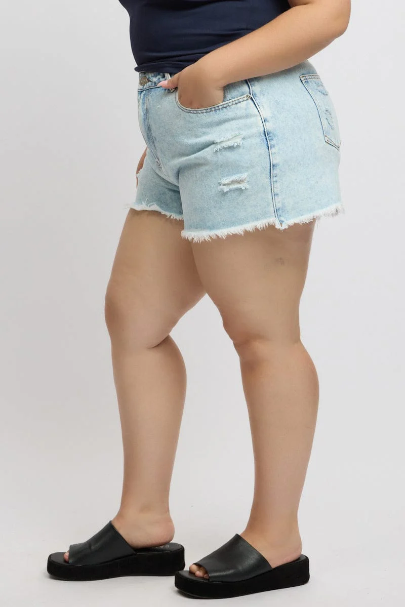 Denim Relaxed Shorts High Rise - Image 4