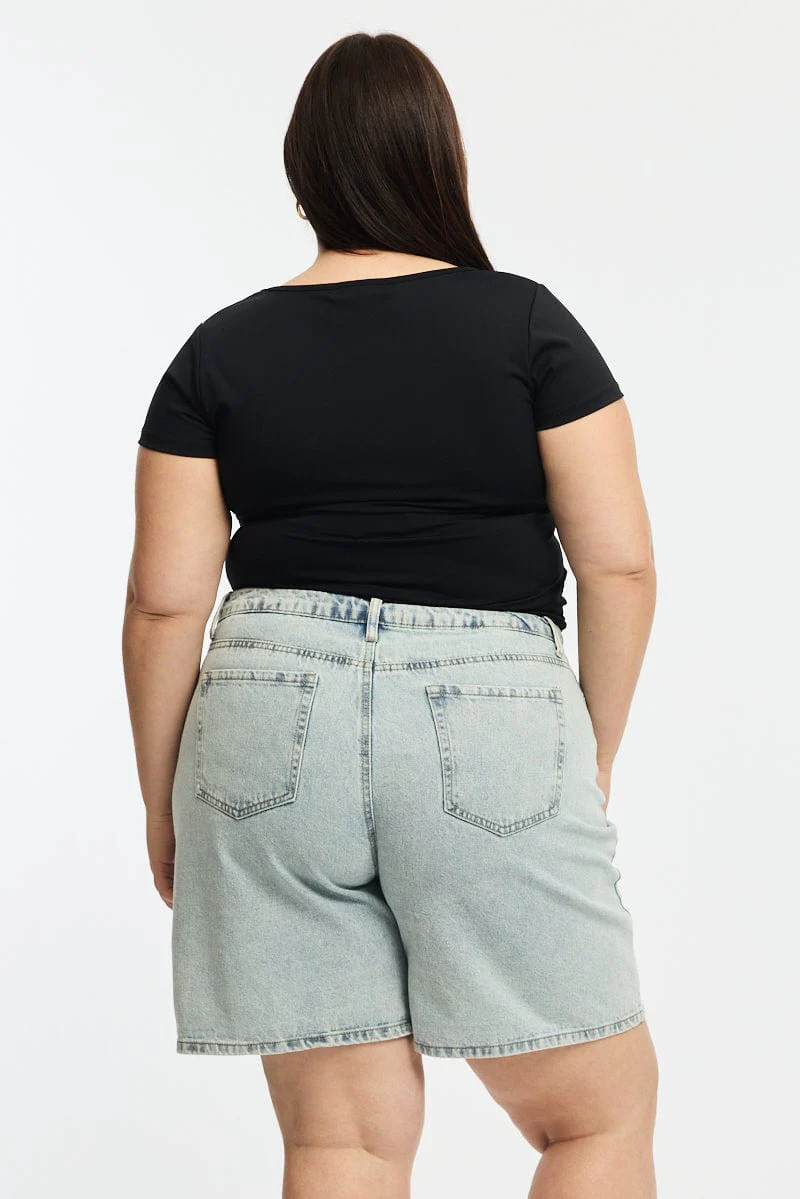 Denim Relaxed Shorts Knee Length - Image 5