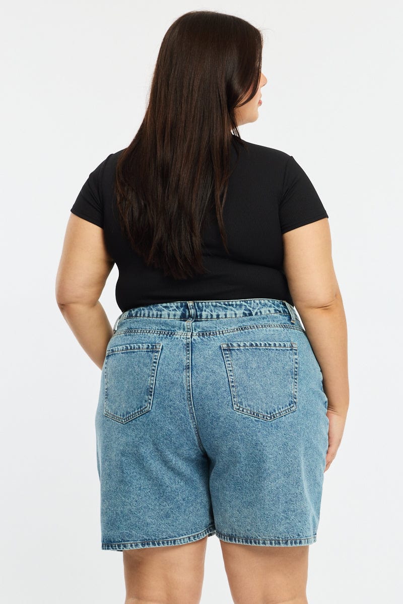 Denim Relaxed Shorts Knee Length - Image 4