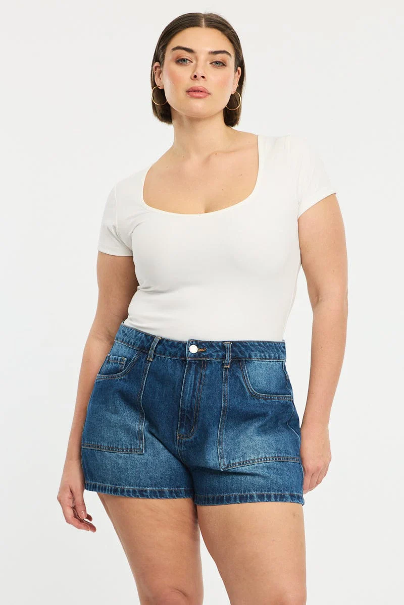 Denim Relaxed Shorts Low Rise