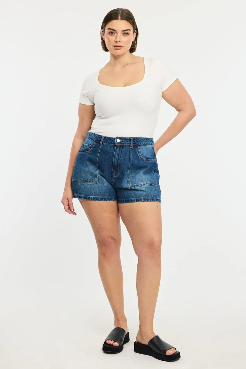 Denim Relaxed Shorts Low Rise - Image 3