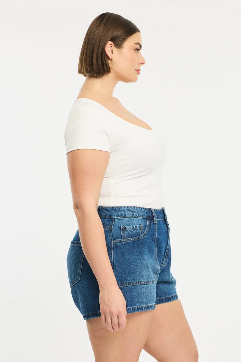 Denim Relaxed Shorts Low Rise - Image 4