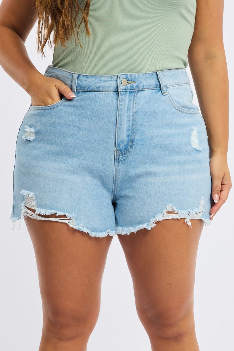 Denim Relaxed Shorts Mid Ris - Image 2
