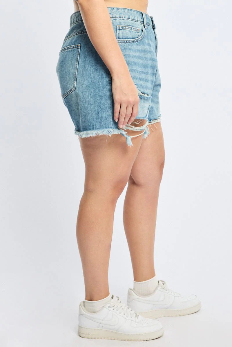 Denim Relaxed Shorts Mid Rise - Image 3