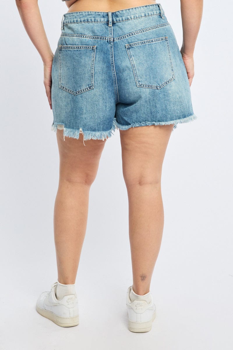 Denim Relaxed Shorts Mid Rise - Image 4