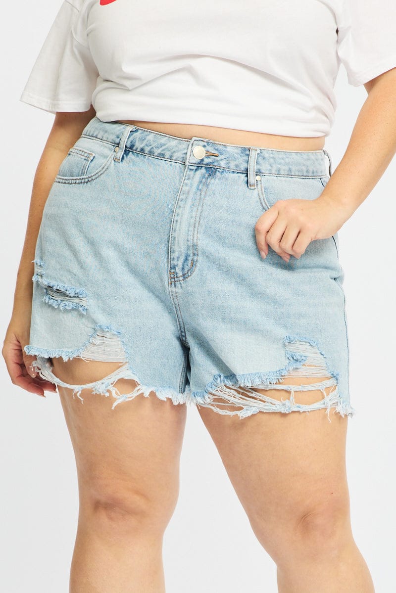 Denim Relaxed Shorts Mid Rise - Image 2