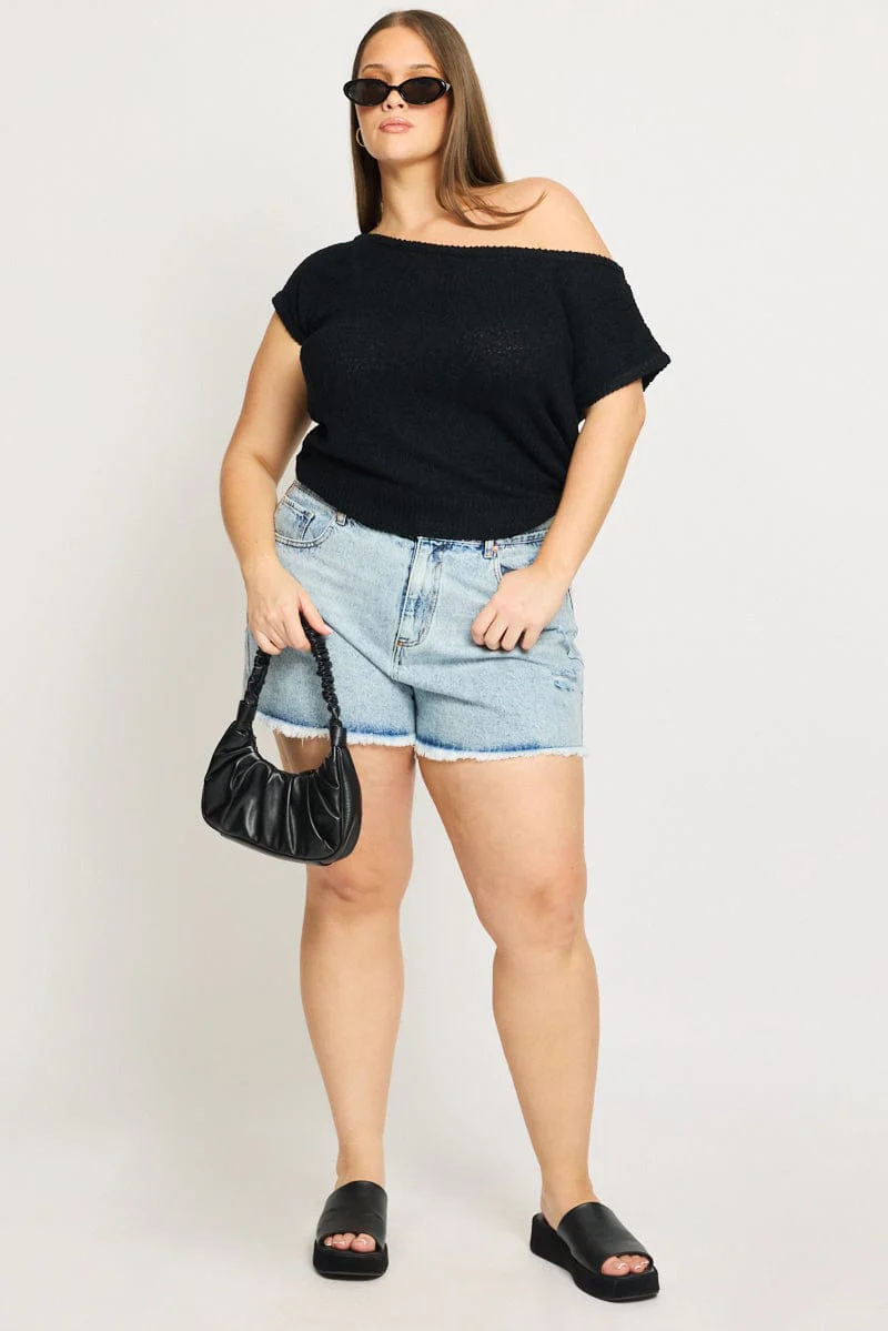 Denim Relaxed Shorts Mid Rise - Image 3