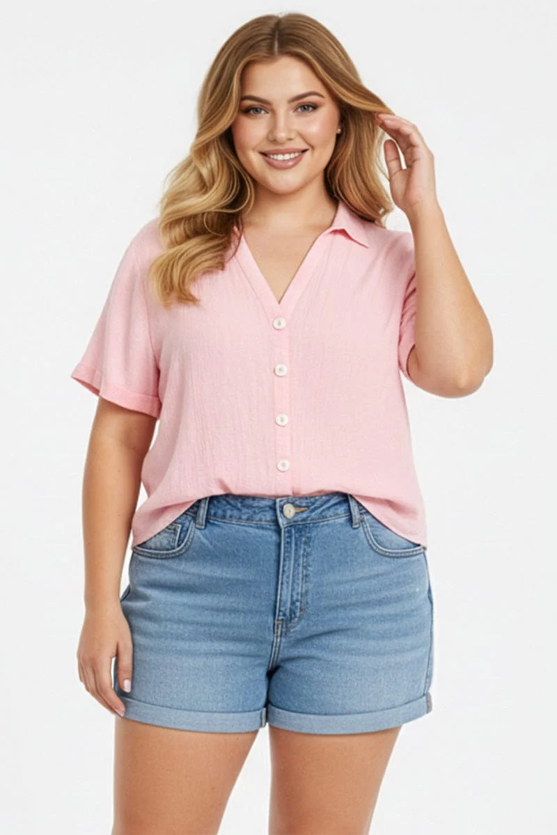 Denim Relaxed Shorts Mid Rise