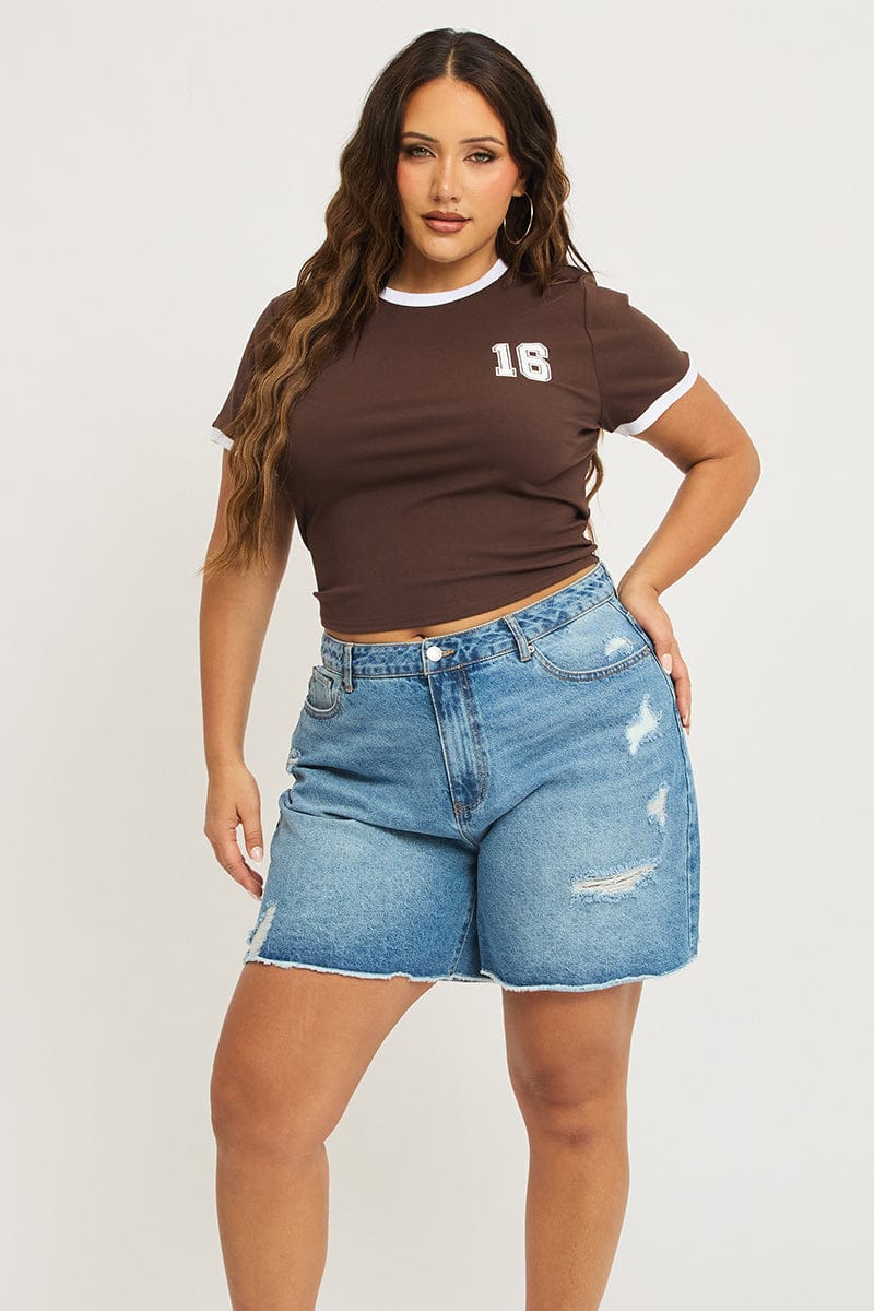 Denim Relaxed Shorts Mid Rise