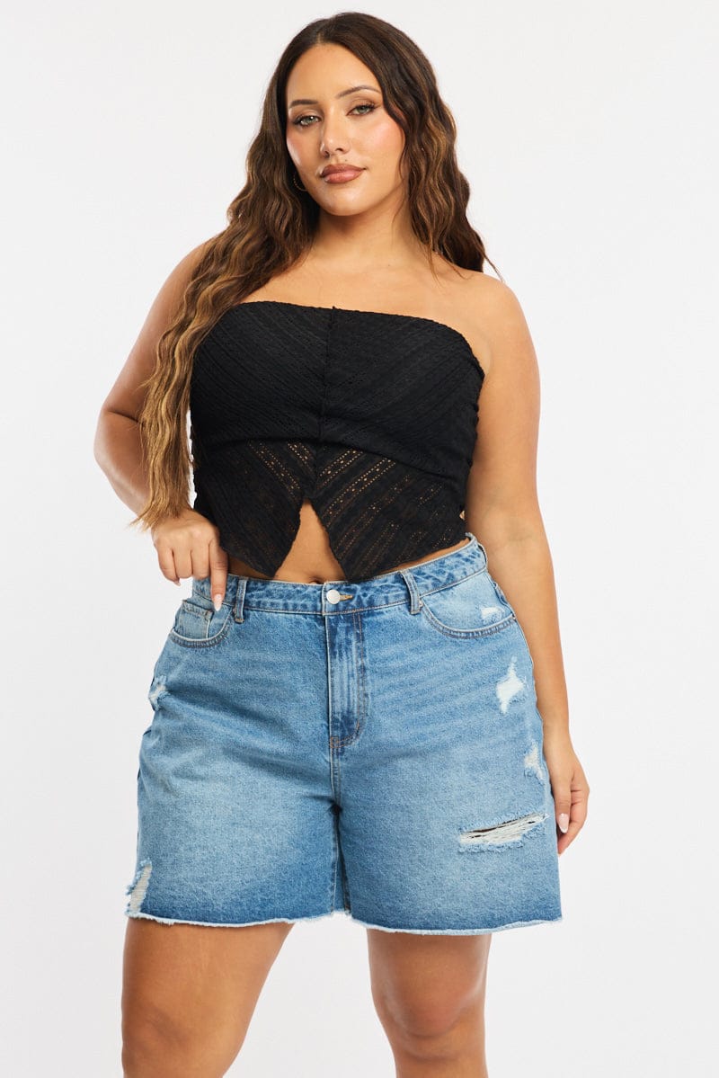 Denim Relaxed Shorts Mid Rise - Image 3