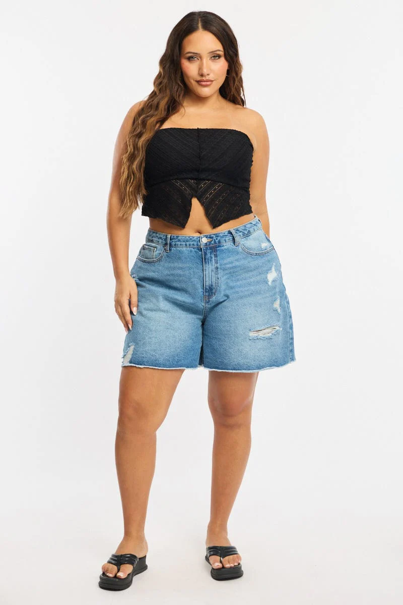 Denim Relaxed Shorts Mid Rise - Image 4