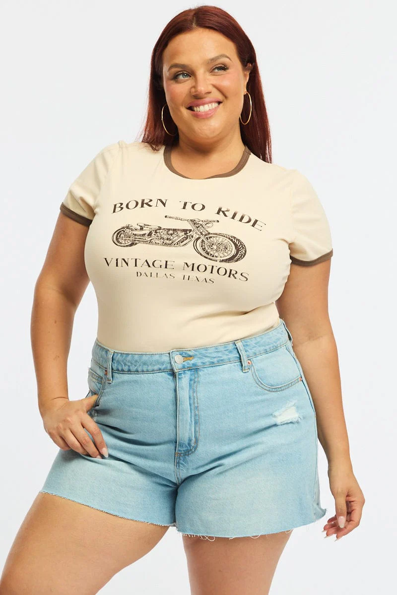 Denim Relaxed Shorts Mid Rise