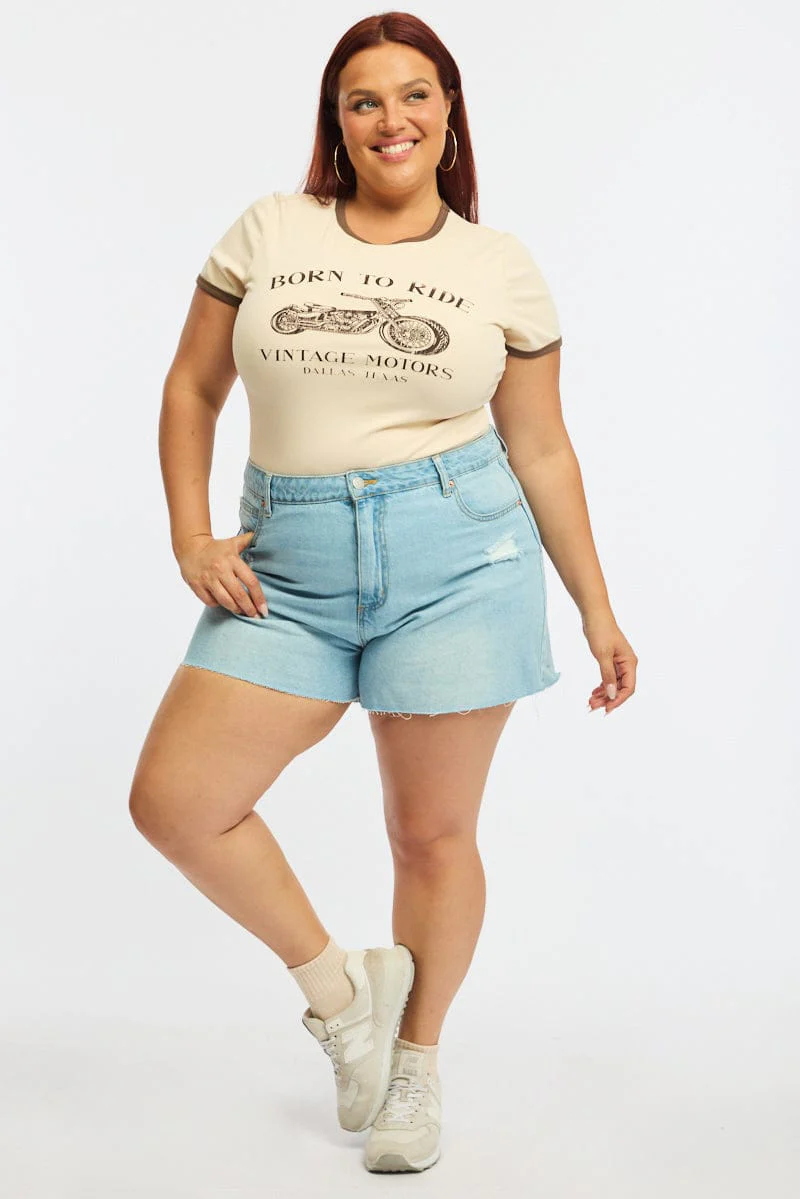 Denim Relaxed Shorts Mid Rise - Image 3