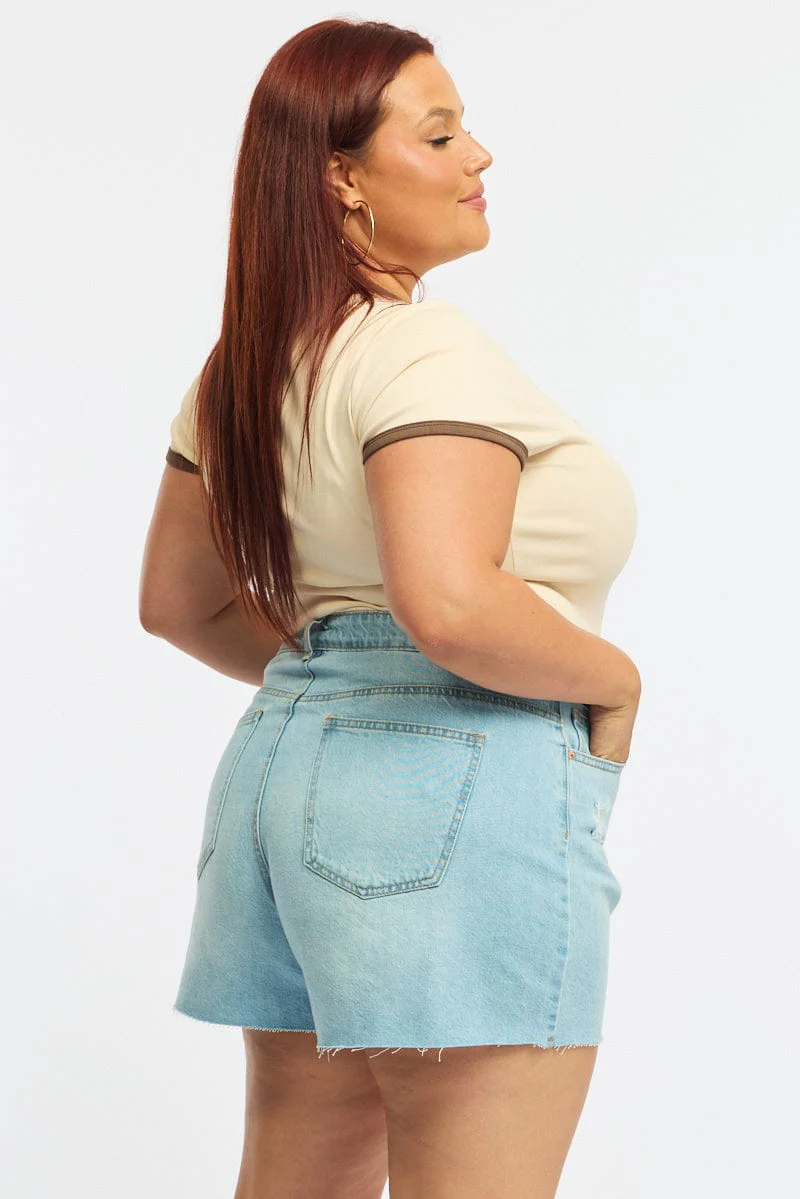 Denim Relaxed Shorts Mid Rise - Image 4