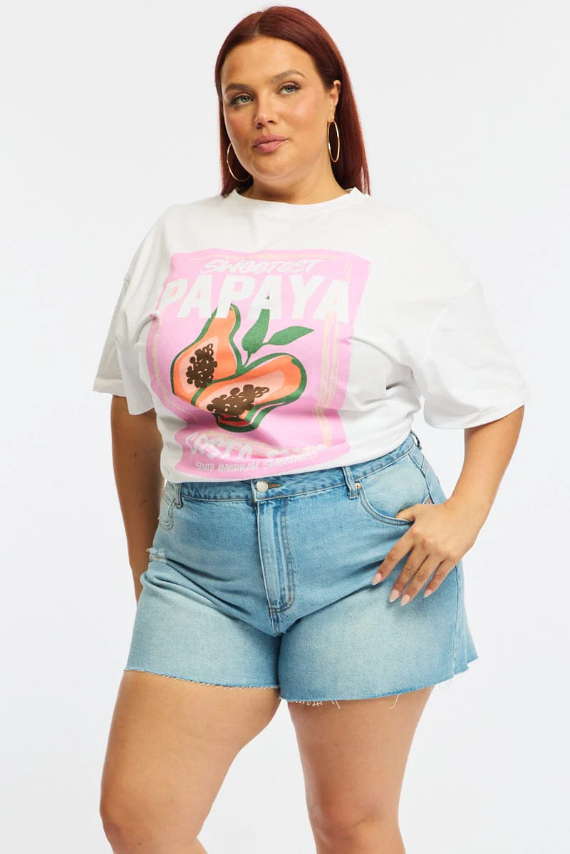 Denim Relaxed Shorts Mid Rise