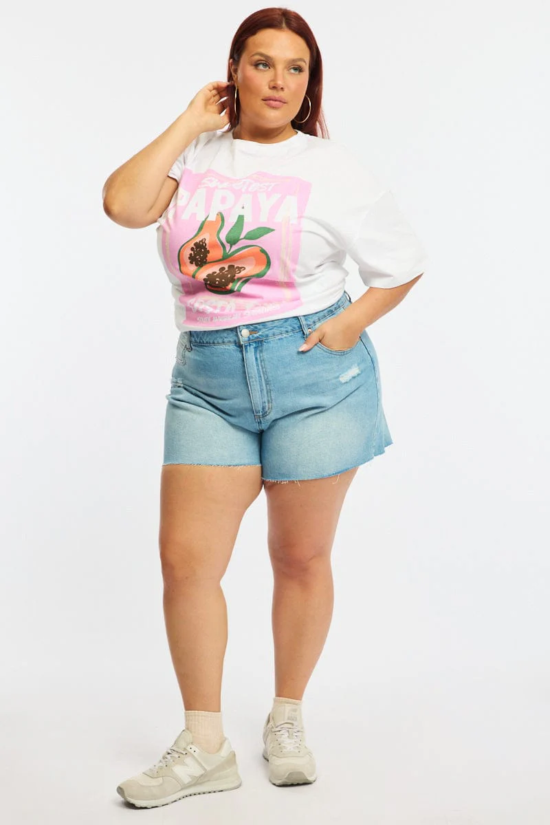 Denim Relaxed Shorts Mid Rise - Image 3