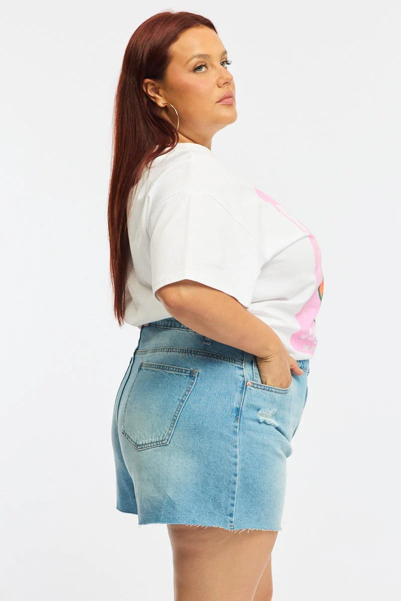 Denim Relaxed Shorts Mid Rise - Image 4