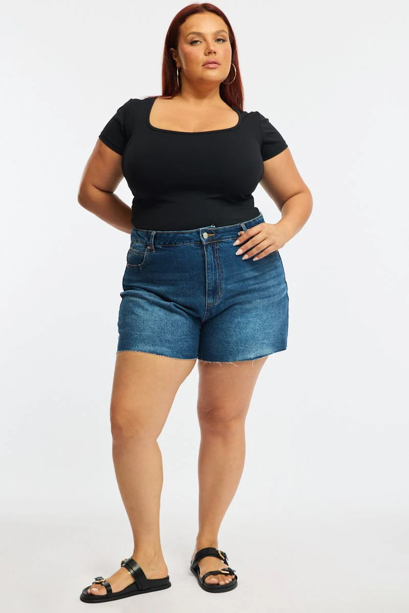 Denim Relaxed Shorts Mid Rise - Image 3