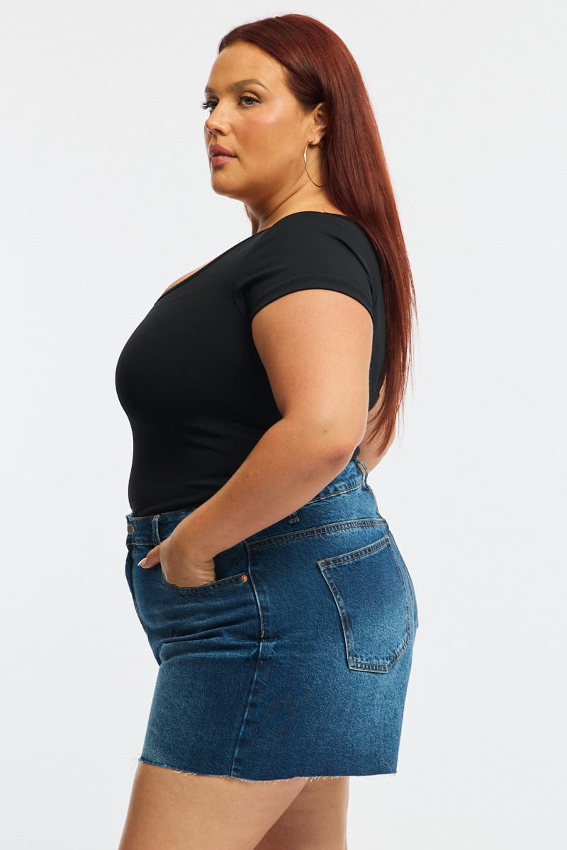 Denim Relaxed Shorts Mid Rise - Image 4
