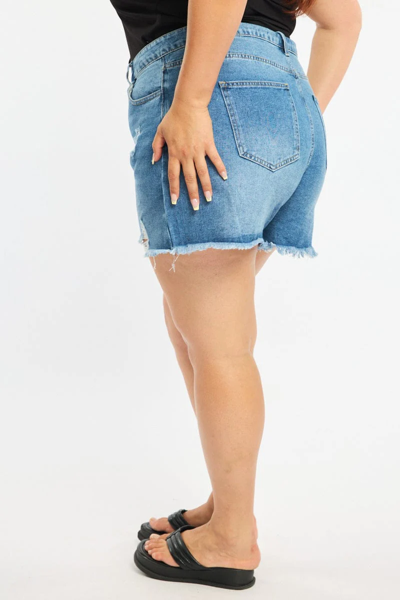 Denim Relaxed Shorts Mid Rise - Image 3