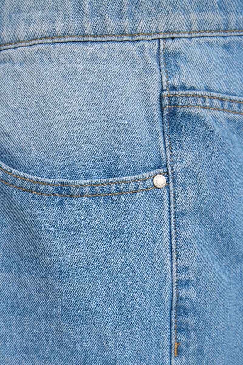 Denim Relaxed Shorts Mid Rise Elastic Waist - Image 5