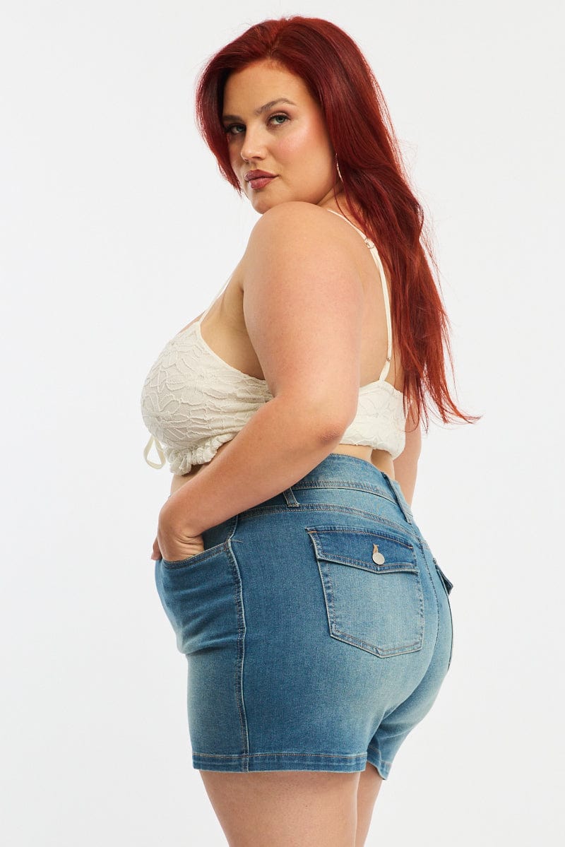 Denim Skinny Shorts - Image 3