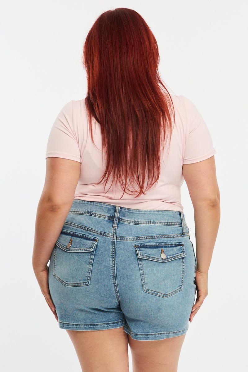 Denim Skinny Shorts High Rise - Image 5