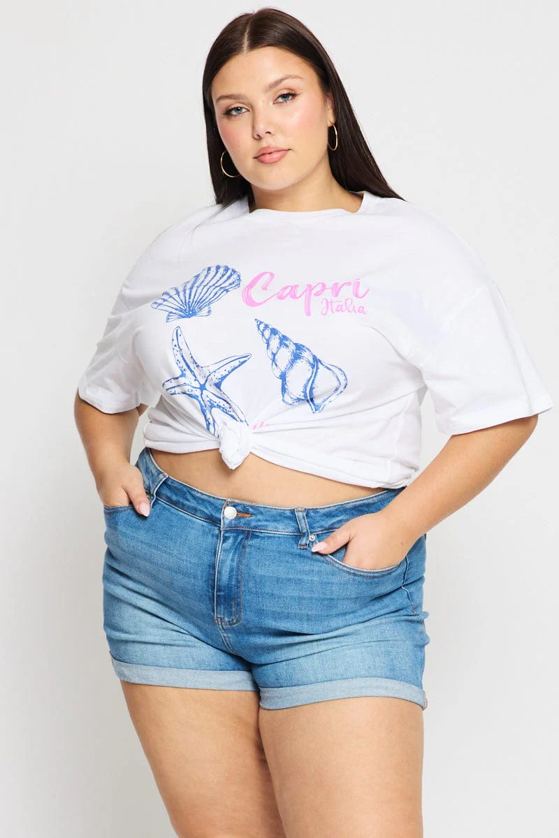 Denim Skinny Shorts Mid Rise