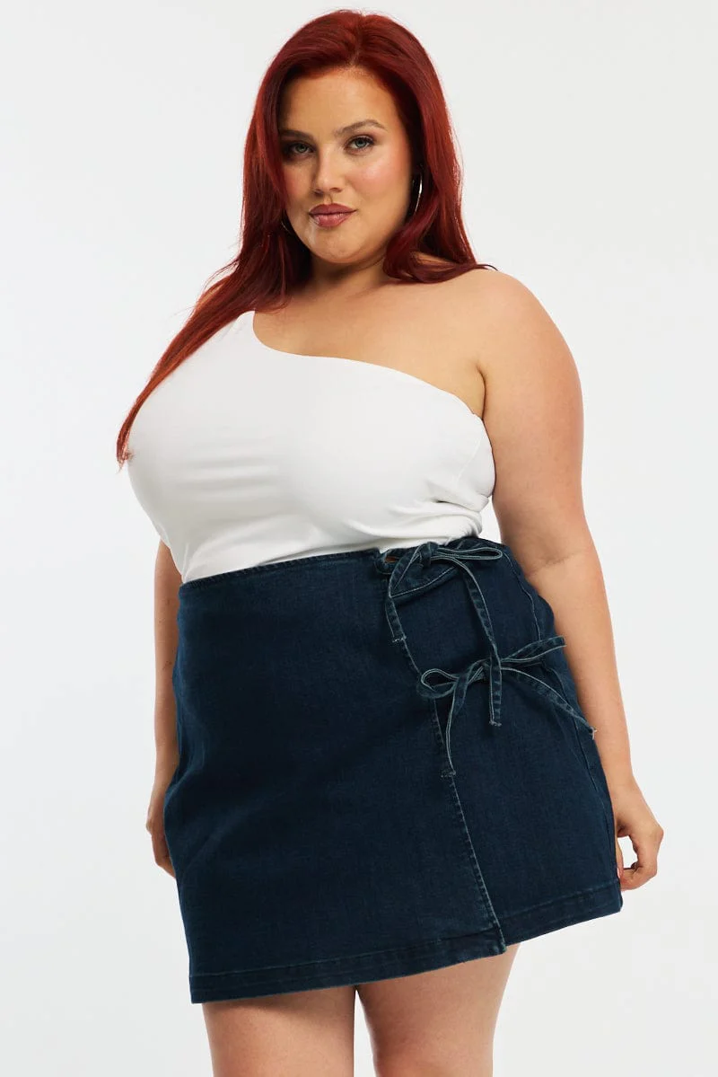 Denim Skort Tie Front
