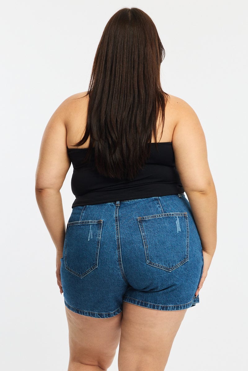 Denim Skorts Mid Rise Wrap - Image 4
