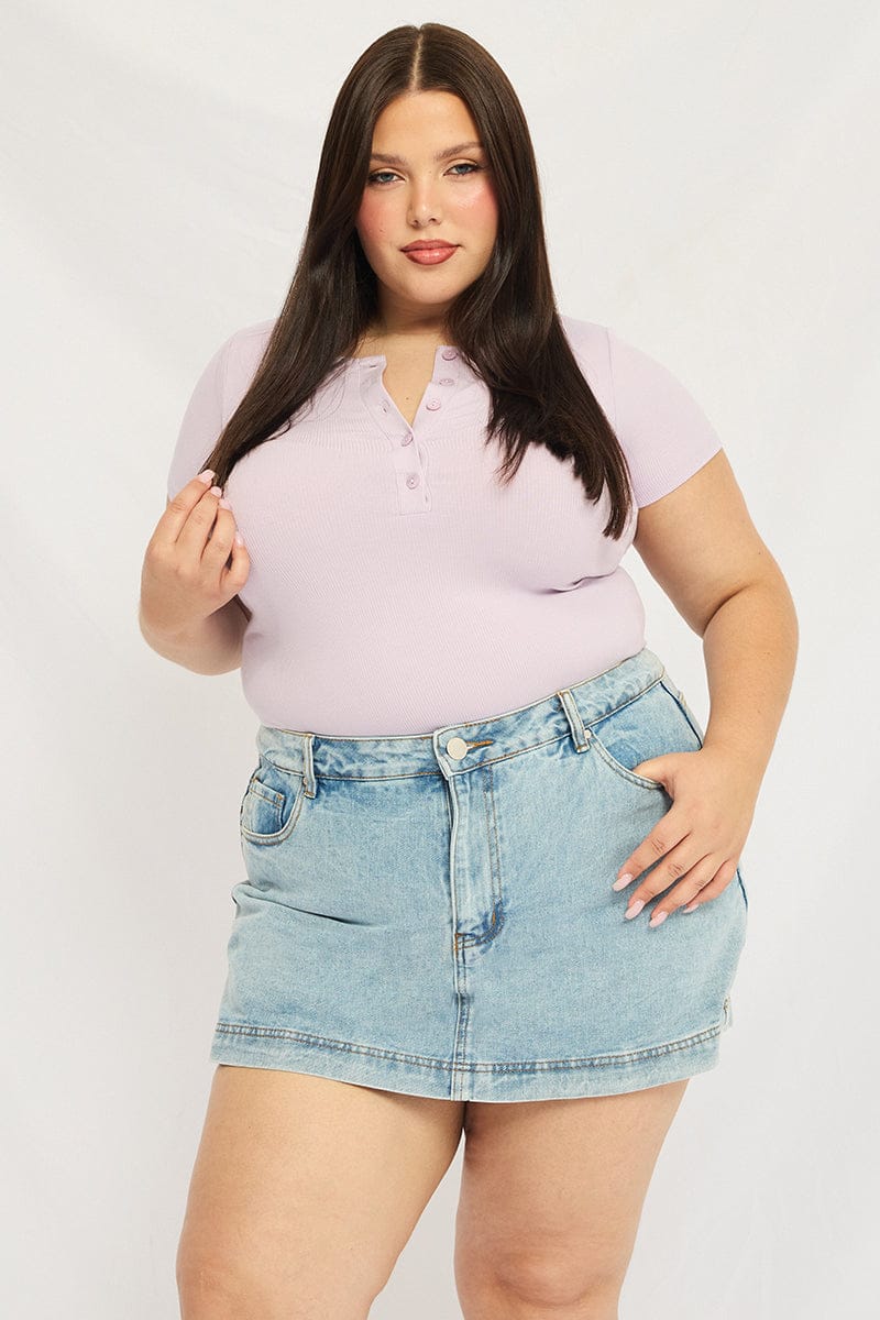 Denim Skorts Skirt High Rise