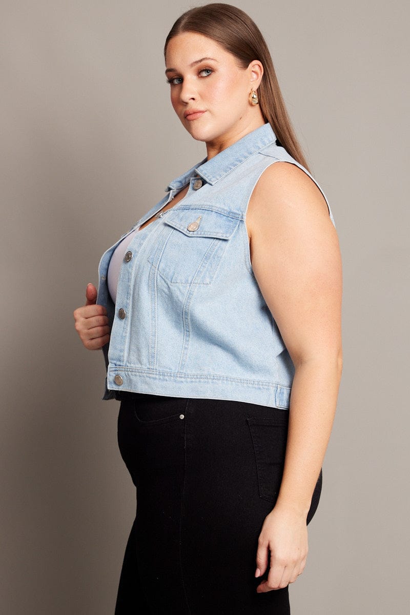 Denim Sleeveless Vest - Image 4