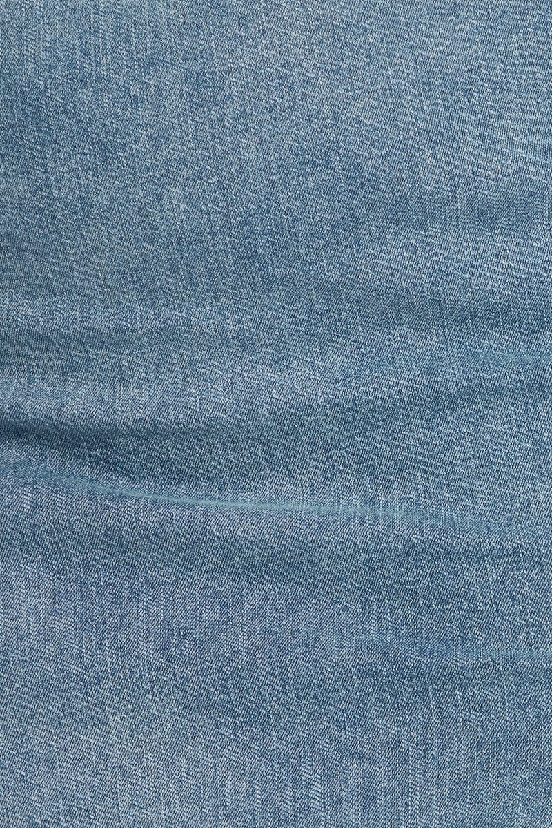 Denim Split Mini Skirt - Image 6