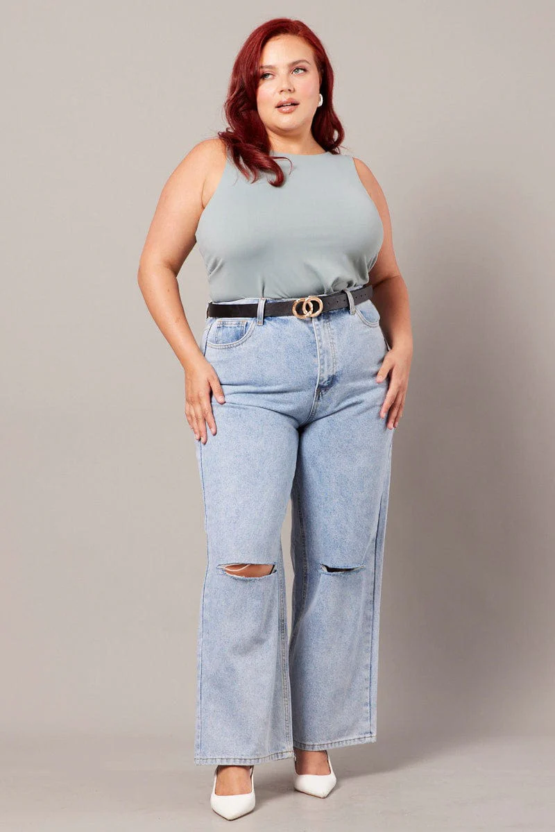 Denim Straight Jeans High Rise - Image 3