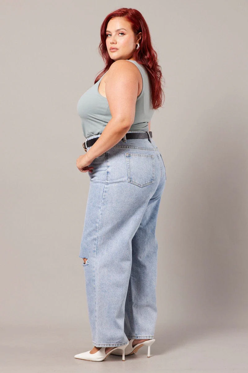 Denim Straight Jeans High Rise - Image 4