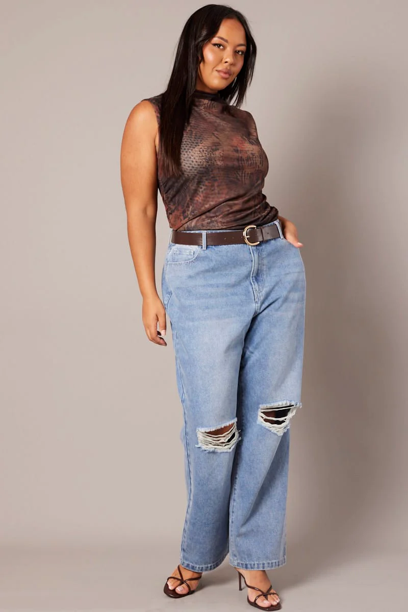 Denim Straight Jeans Mid Rise - Image 3