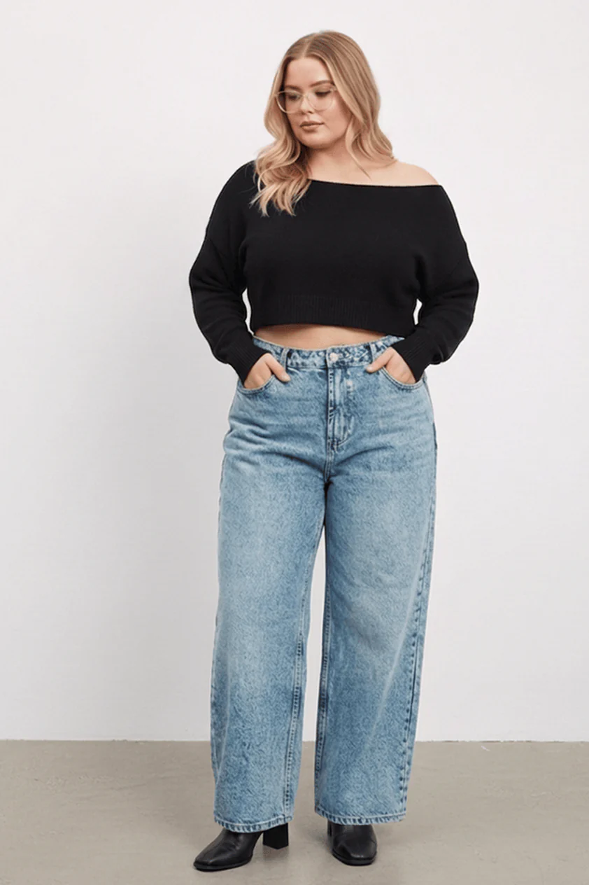 Denim Straight Jeans Mid Rise