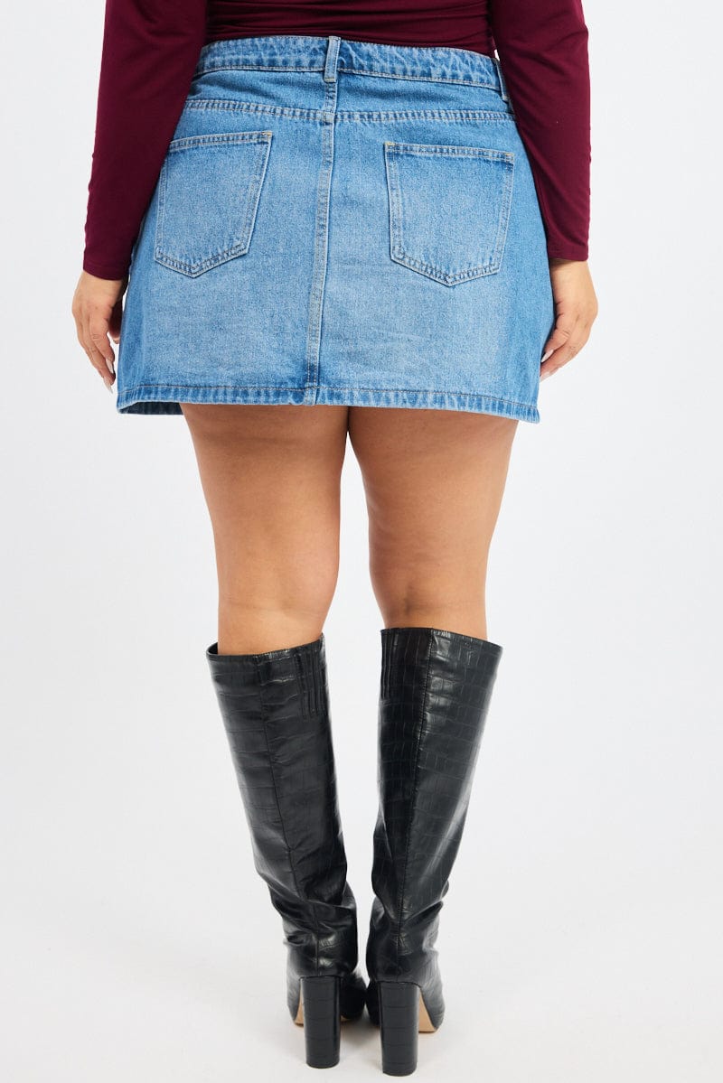 Denim Studded Mini Skirt - Image 5